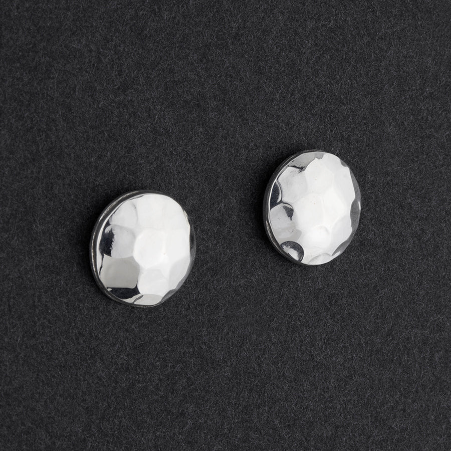 hammered silver round stud earrings