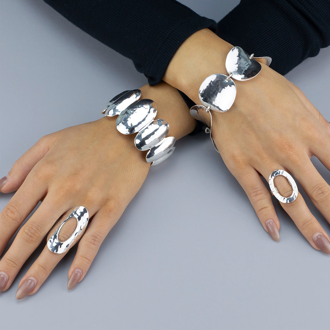 Silver Luxe Hammered Cuff Bracelet