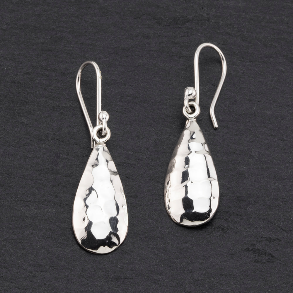 hammered silver teardrop earrings