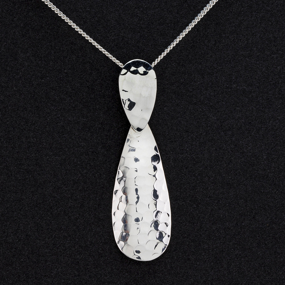 hammered silver teardrop pendant necklace