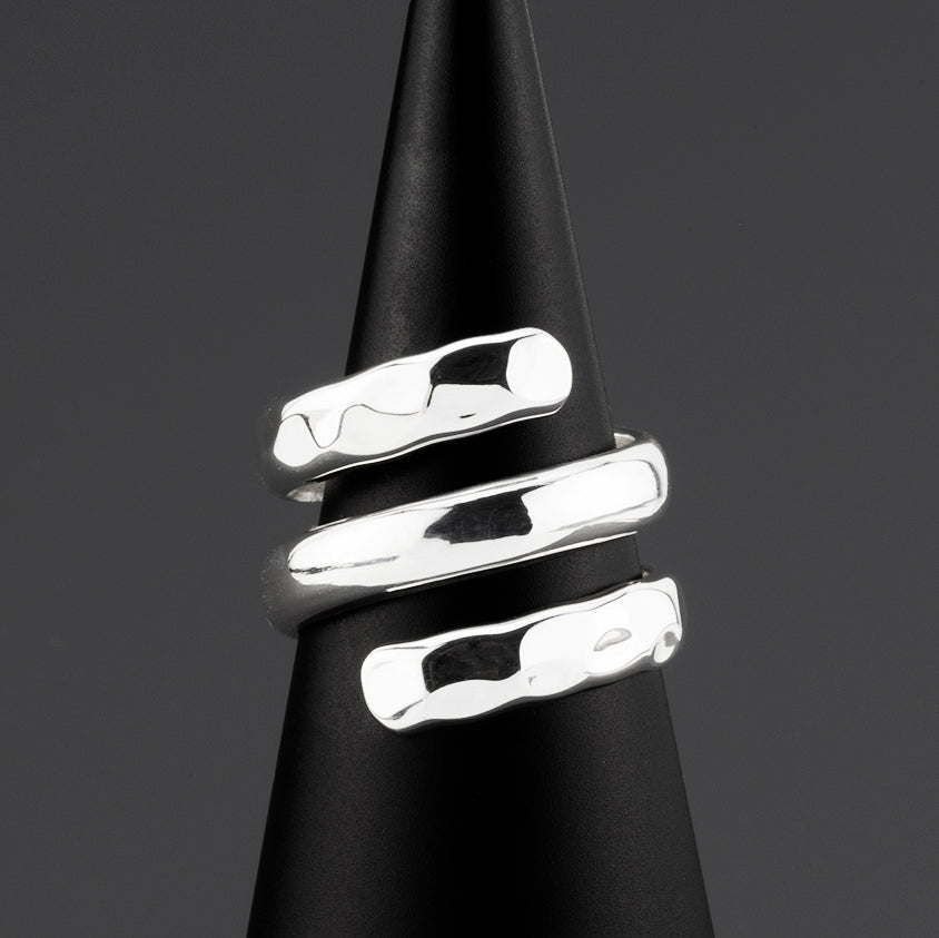 hammered silver wrap ring