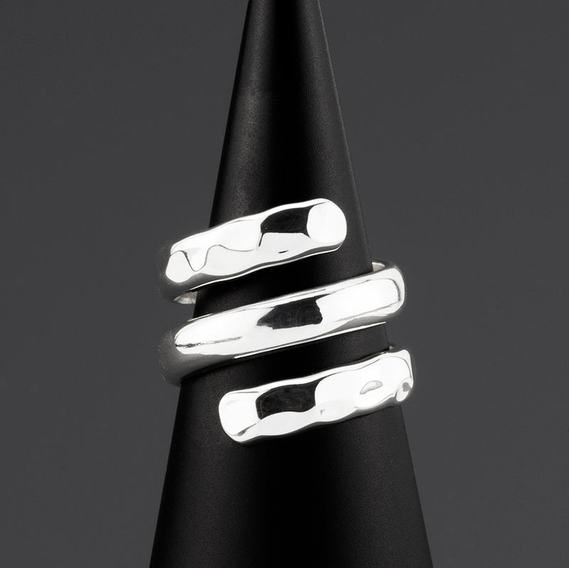 hammered silver wrap ring