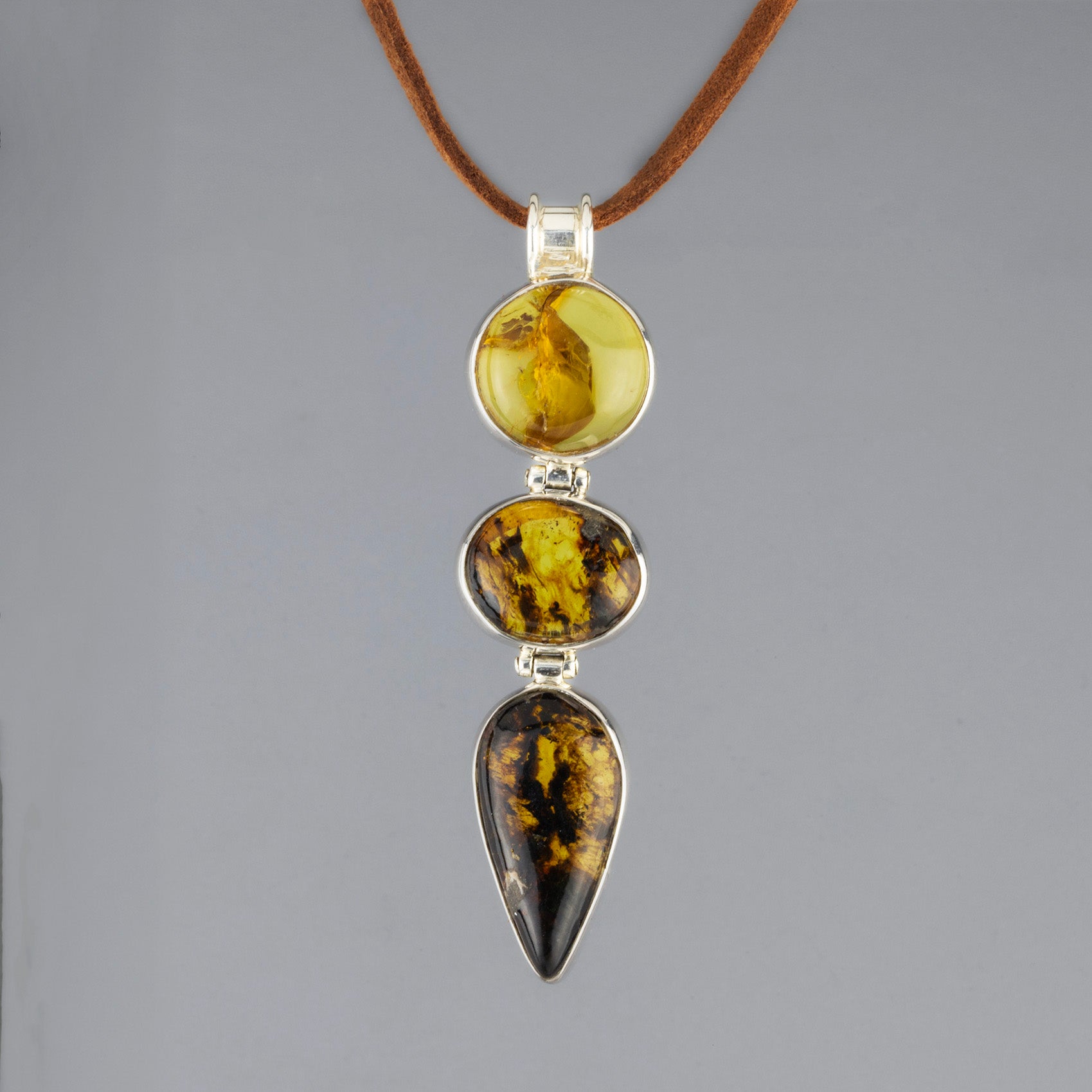 handmade silver amber pendant necklace