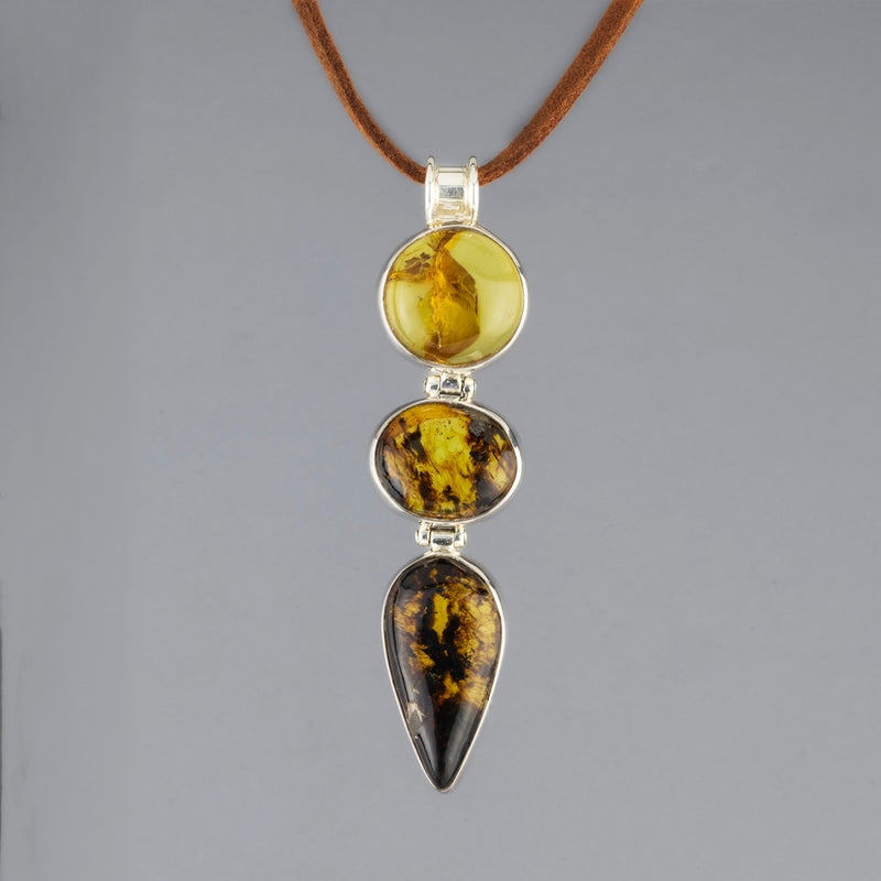 handmade silver amber pendant necklace