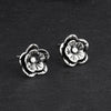 handmade silver floral stud earrings