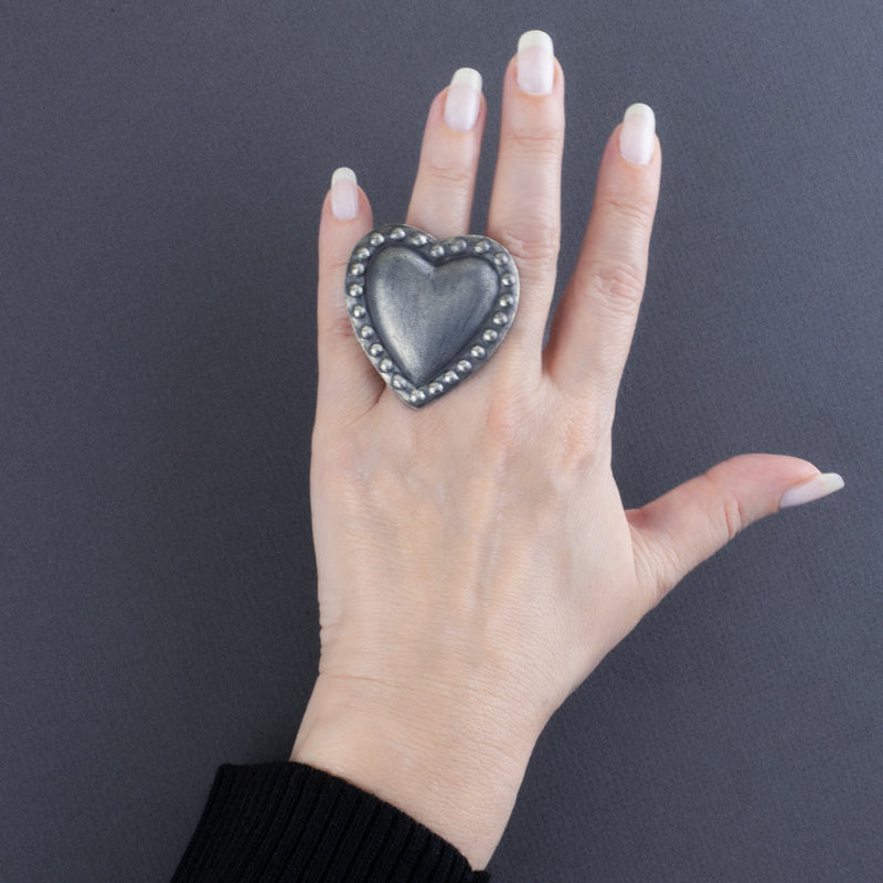 antique heart statement ring