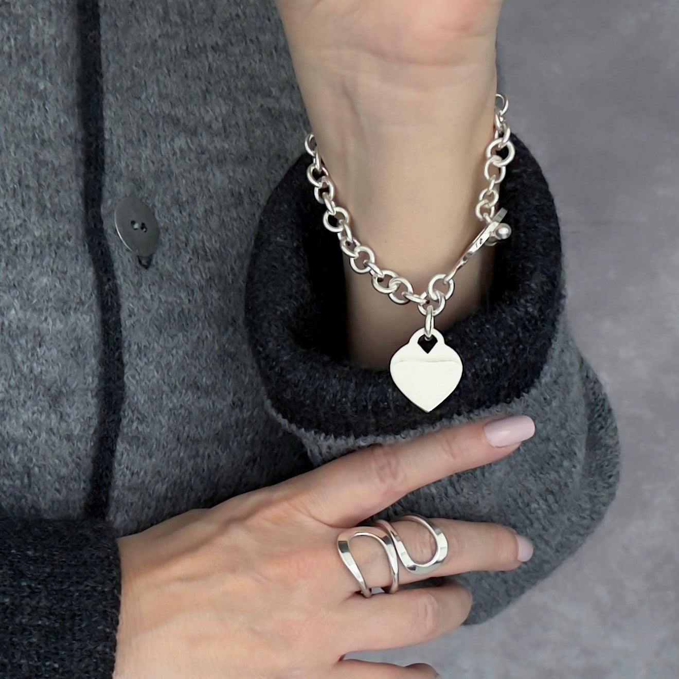 Love Lock Sterling Silver Toggle Bracelet