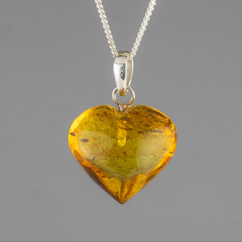 heart chiapas amber pendant