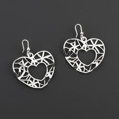 Artisan Sterling Silver Heart Dangle Earrings - Reveka Rose