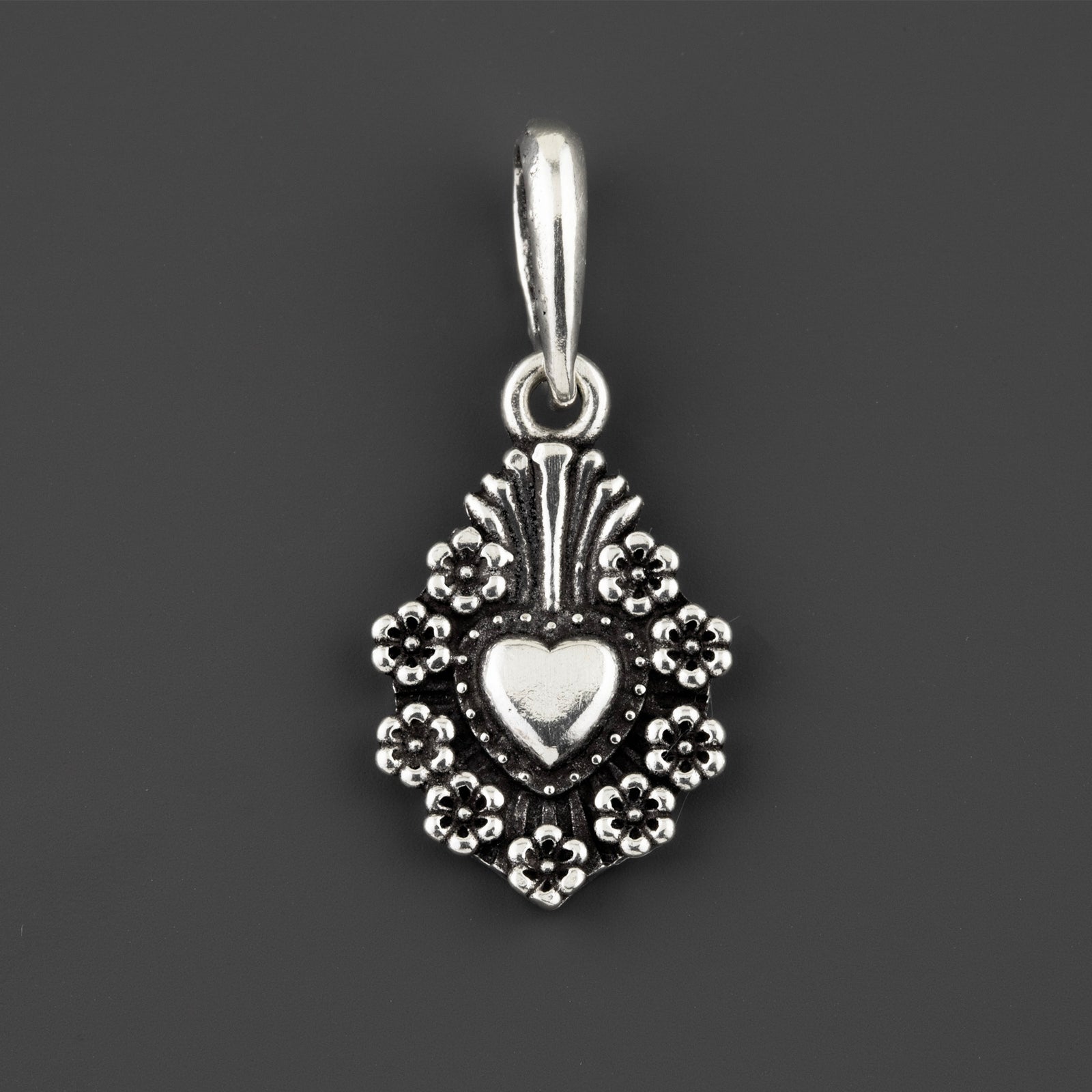 heart milagro sterling silver charm