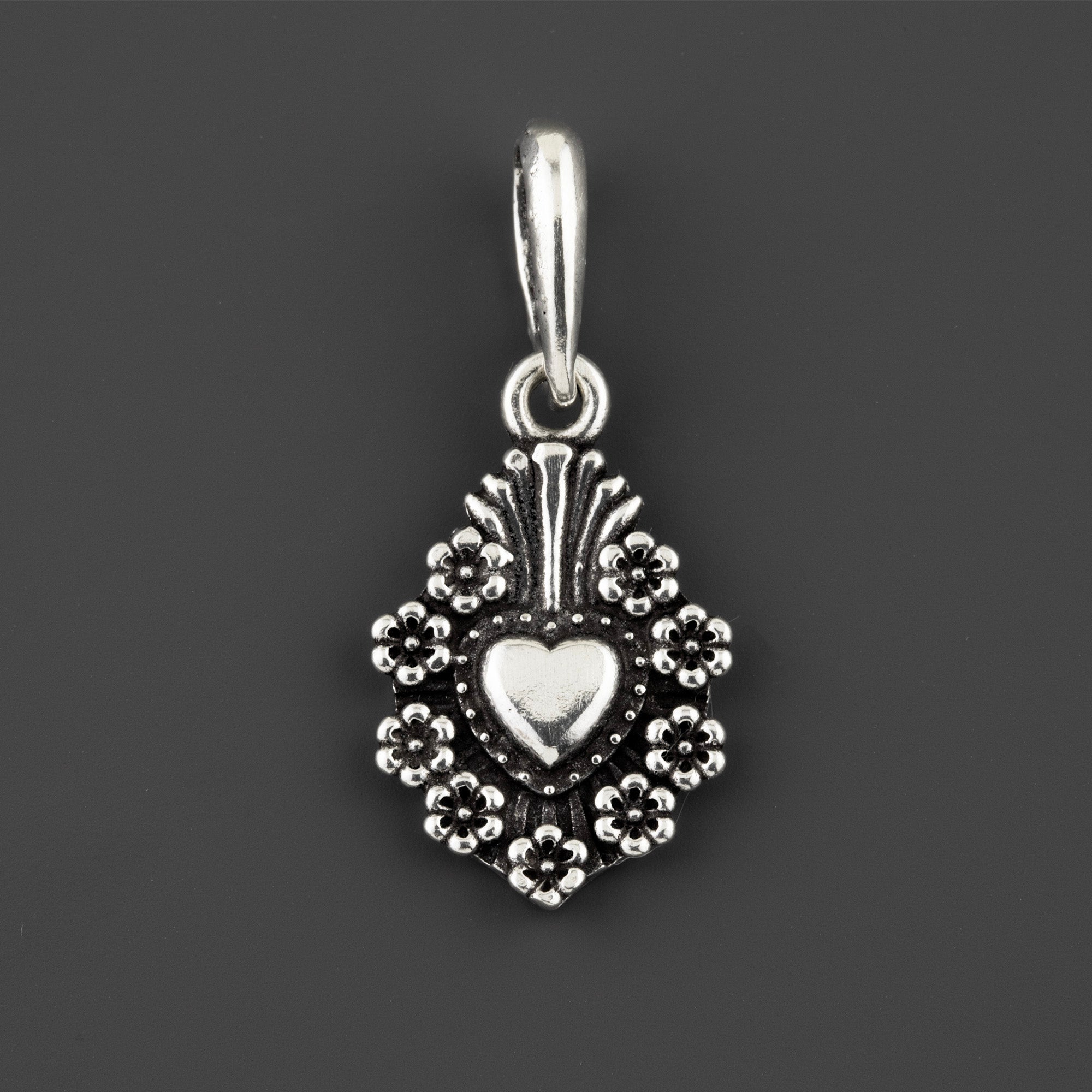 heart milagro sterling silver charm