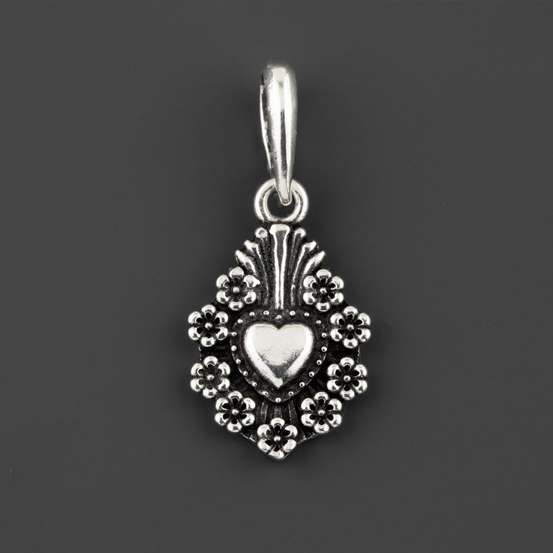 heart milagro sterling silver charm