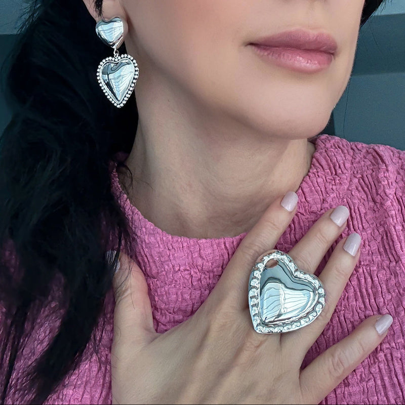 heartbreaker oversized Mexican silver ring