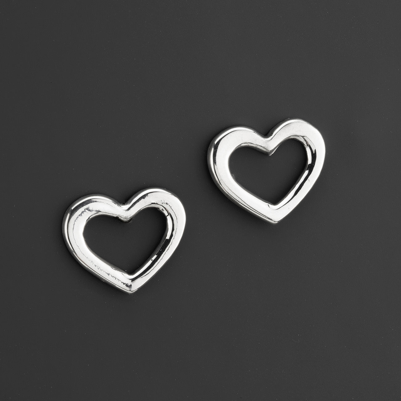 Sterling Silver Open Heart Stud Earrings