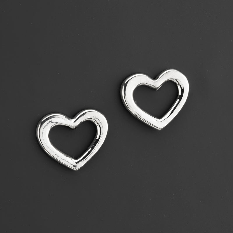 Sterling Silver Open Heart Stud Earrings