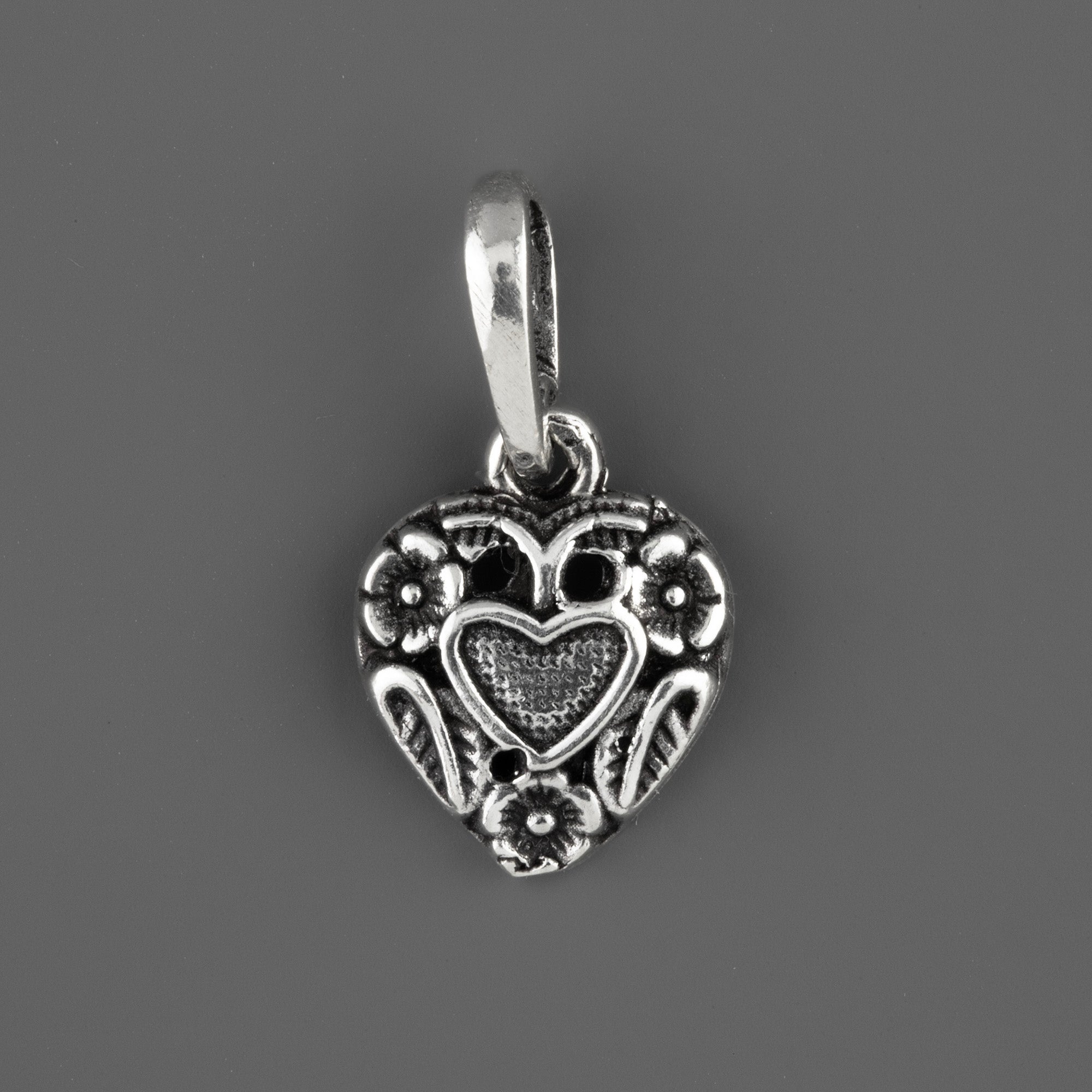 heart whisper artisan silver charm