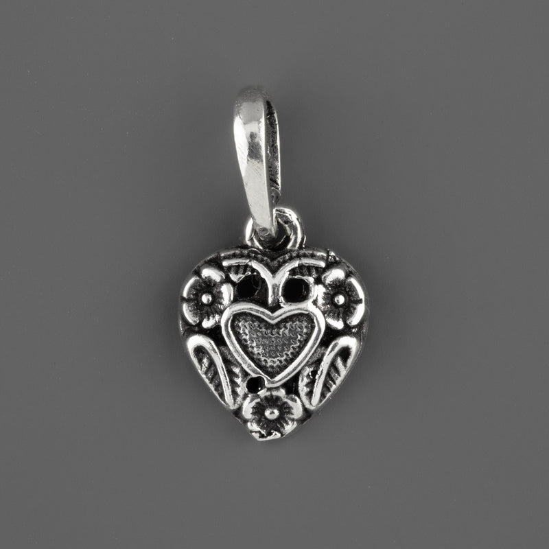 heart whisper artisan silver charm