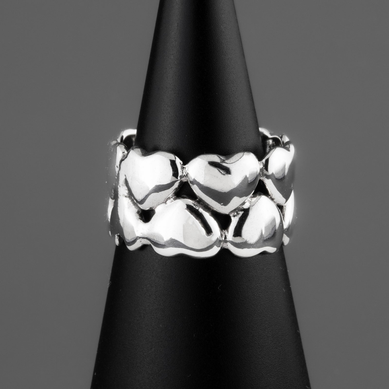 heart wide band sterling silver ring