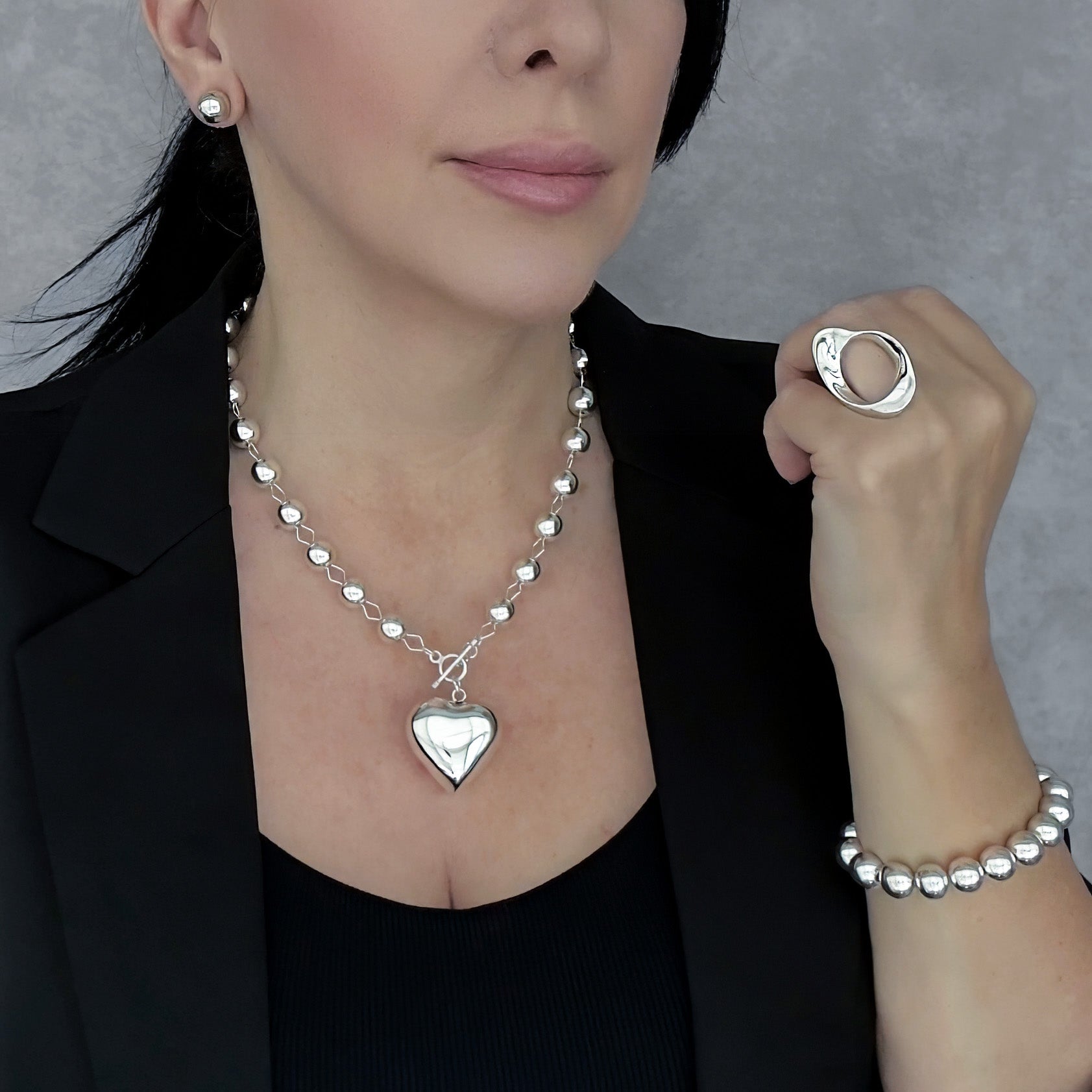 Bold Love Sterling Silver Heart Necklace