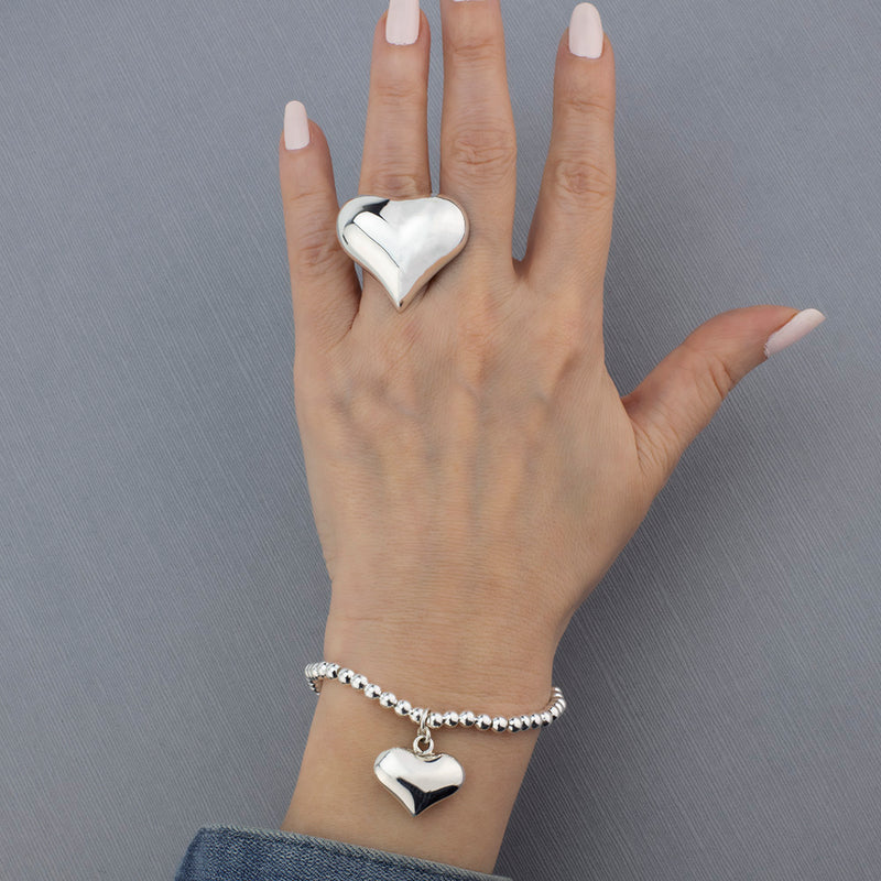 sterling silver puffy heart ring