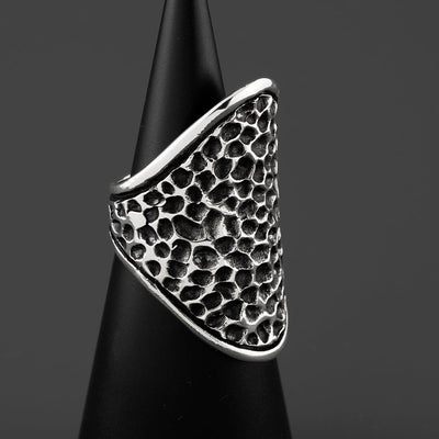 heavy rustic sterling silver saddle ring
