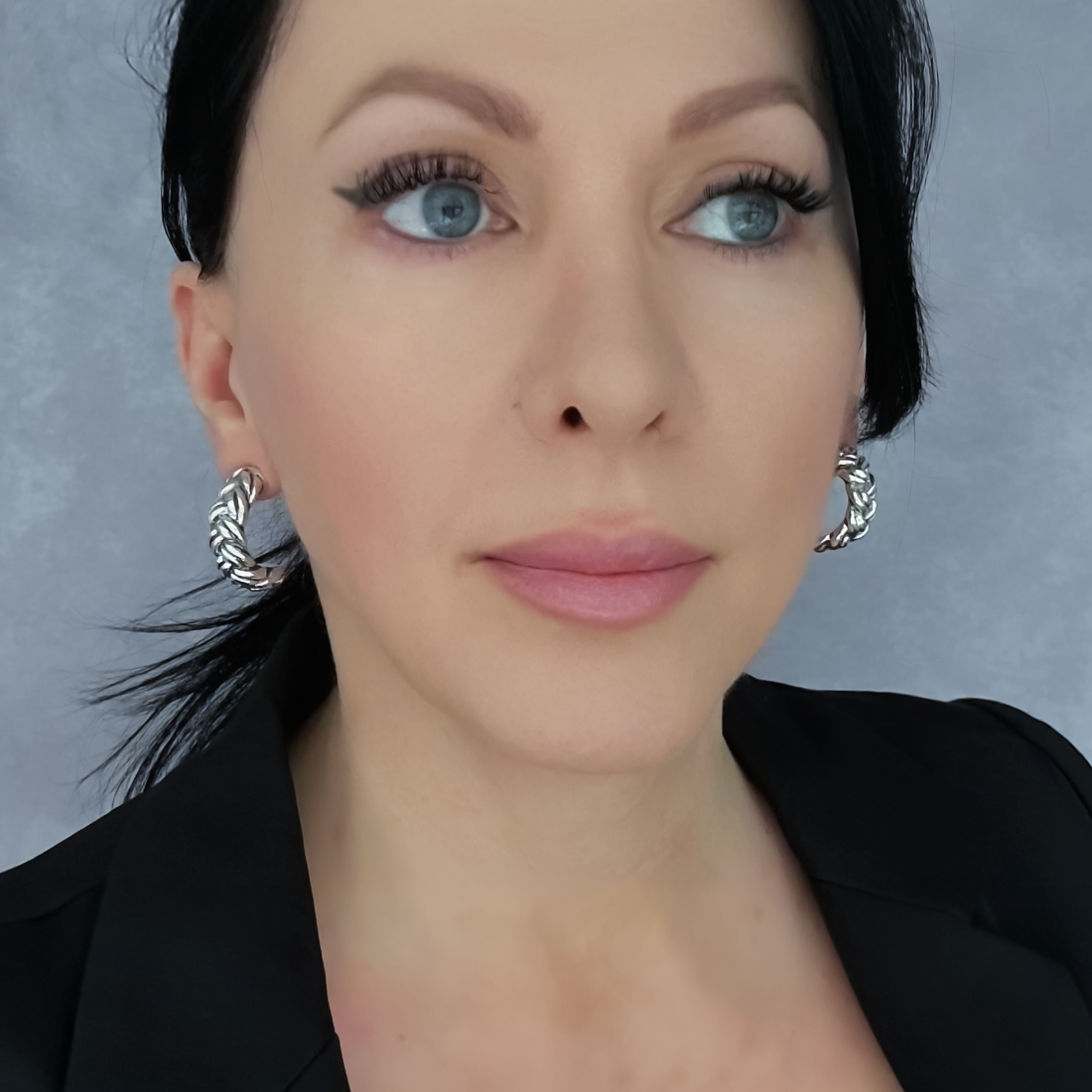 Chunky Silver Braided Hoop Earrings