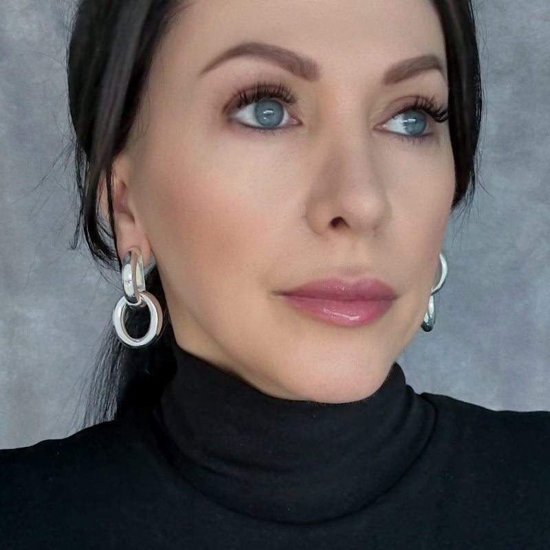 looped in chunky silver hoop earrings