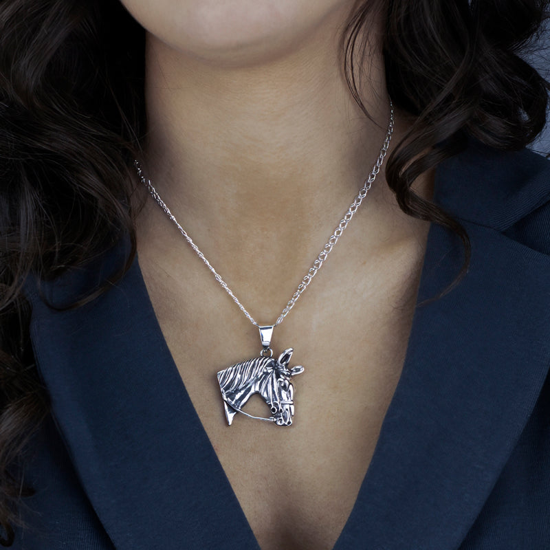large sterling silver horse pendant