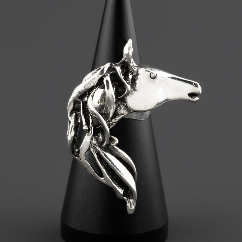 horse head sterling silver ring