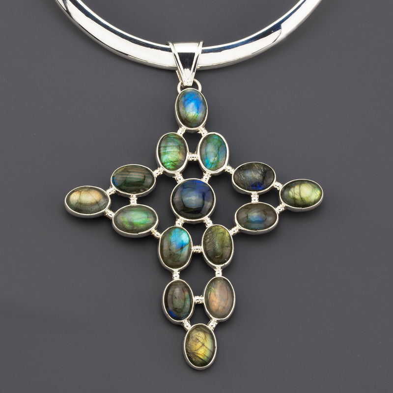 Large Labradorite Cross Pendant