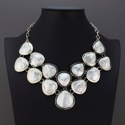 huge mother of pearl statement necklace