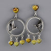 hummingbird dreams large amber earrings