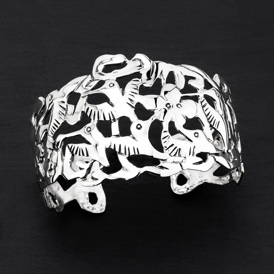 hummingbird sterling silver cuff bracelet