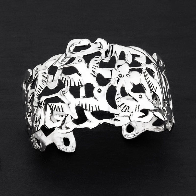 hummingbird sterling silver cuff bracelet
