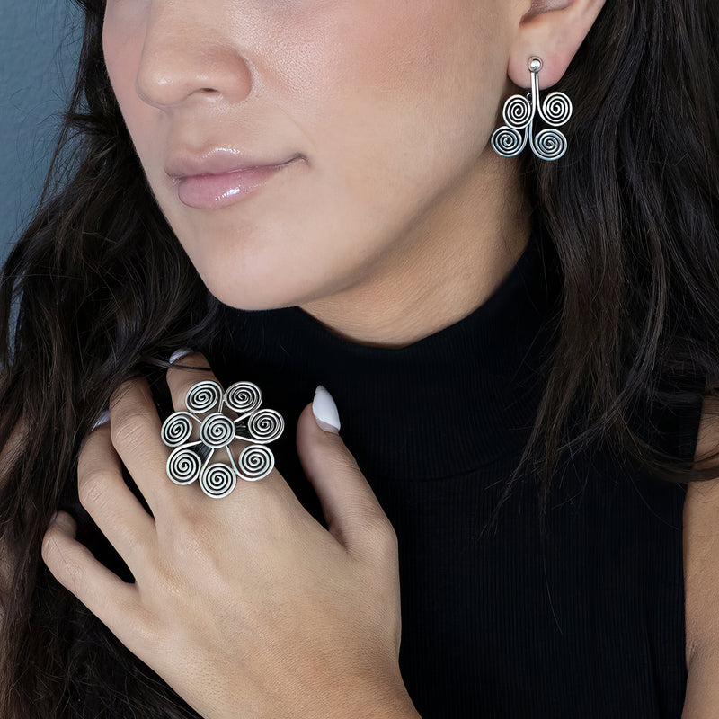 Taxco silver infinity spiral earrings