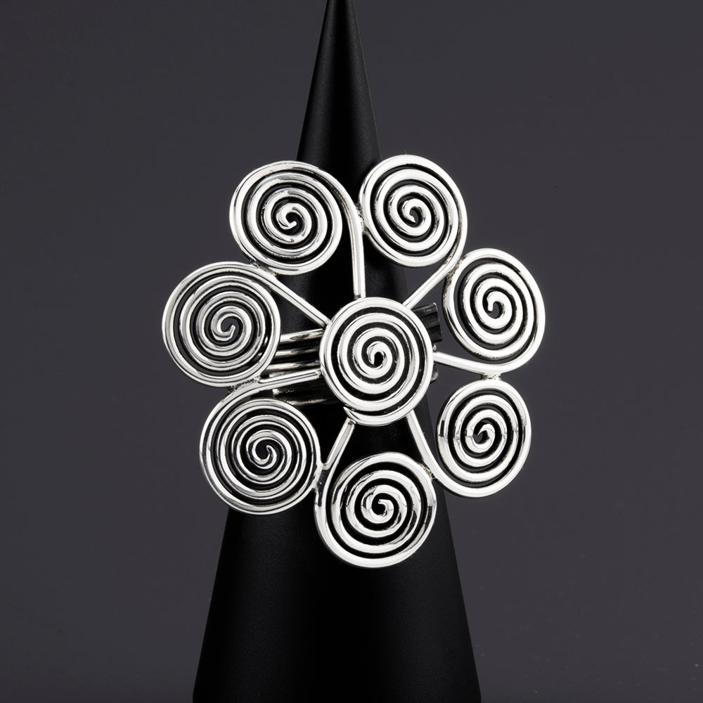infinity spiral Taxco silver ring