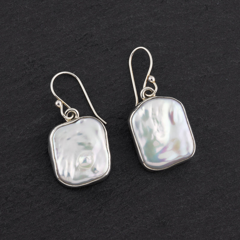 irregular pearl silver earrings
