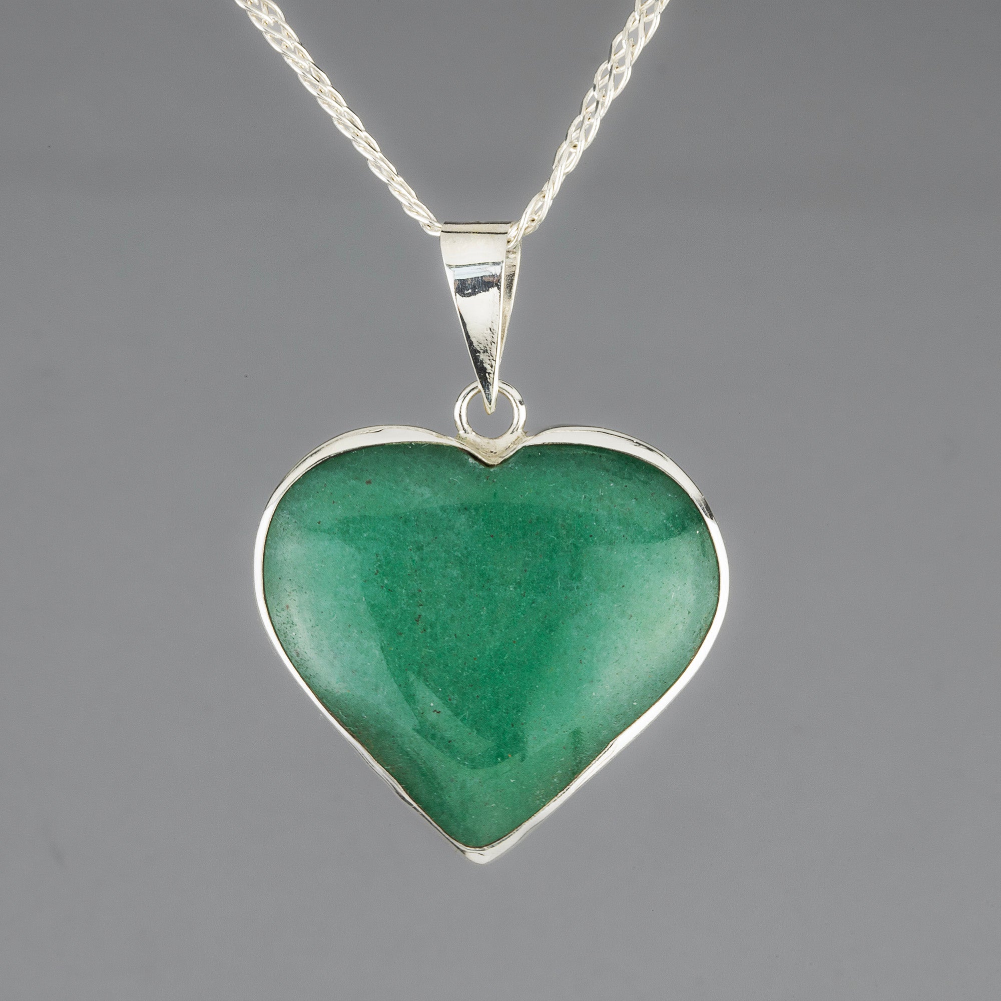 jade heart sterling silver pendant