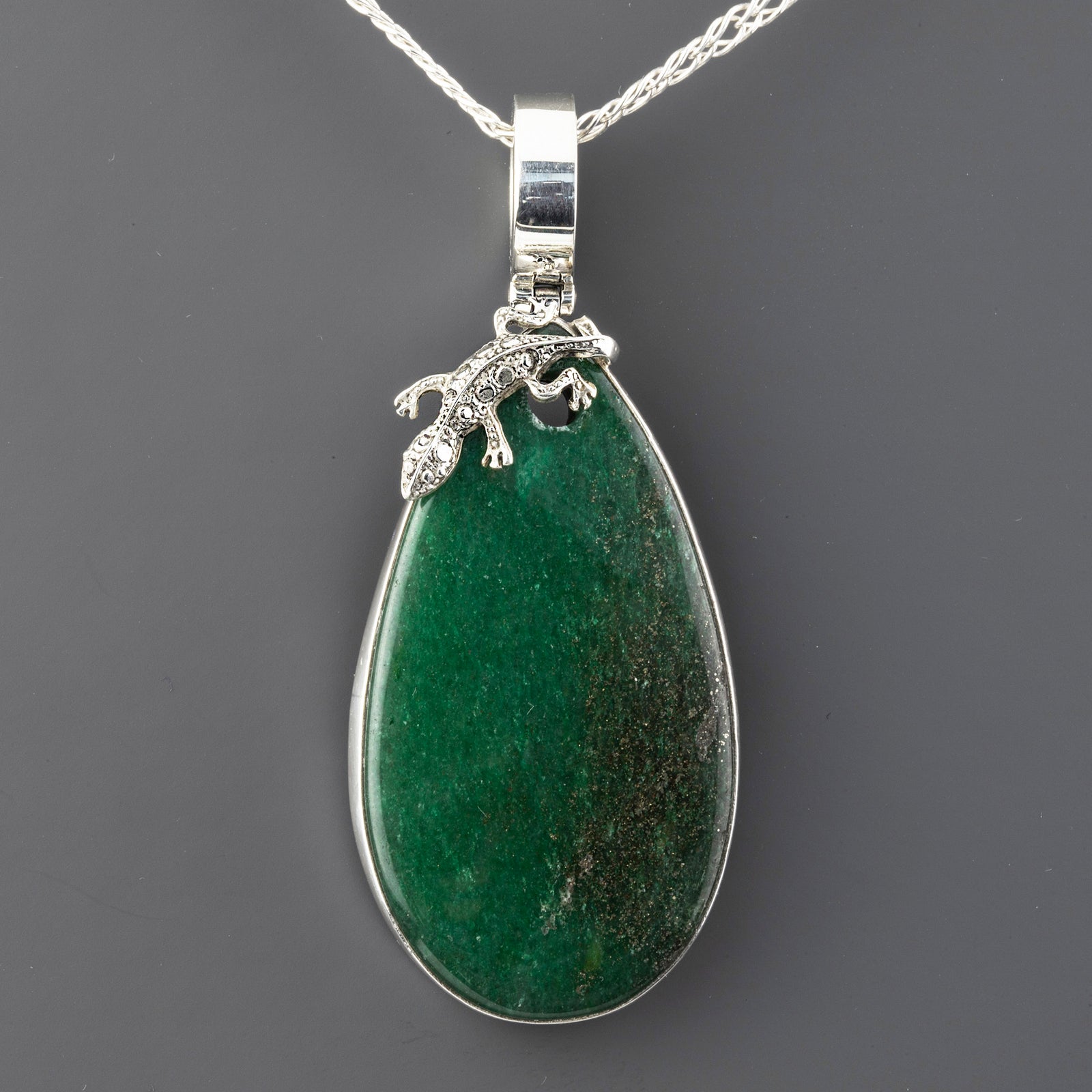 Jade Guardian Large Silver Pendant
