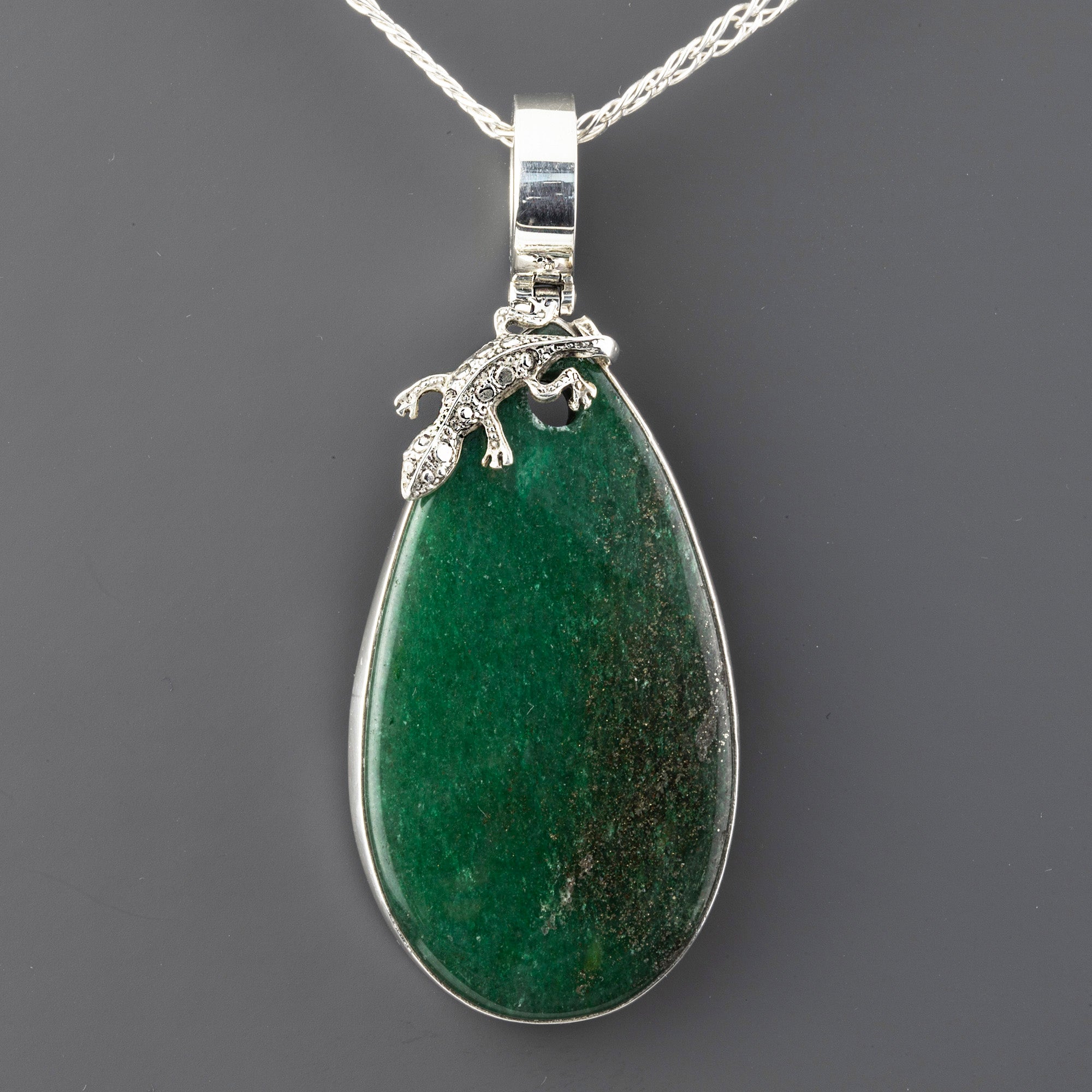 Jade Guardian Large Silver Pendant
