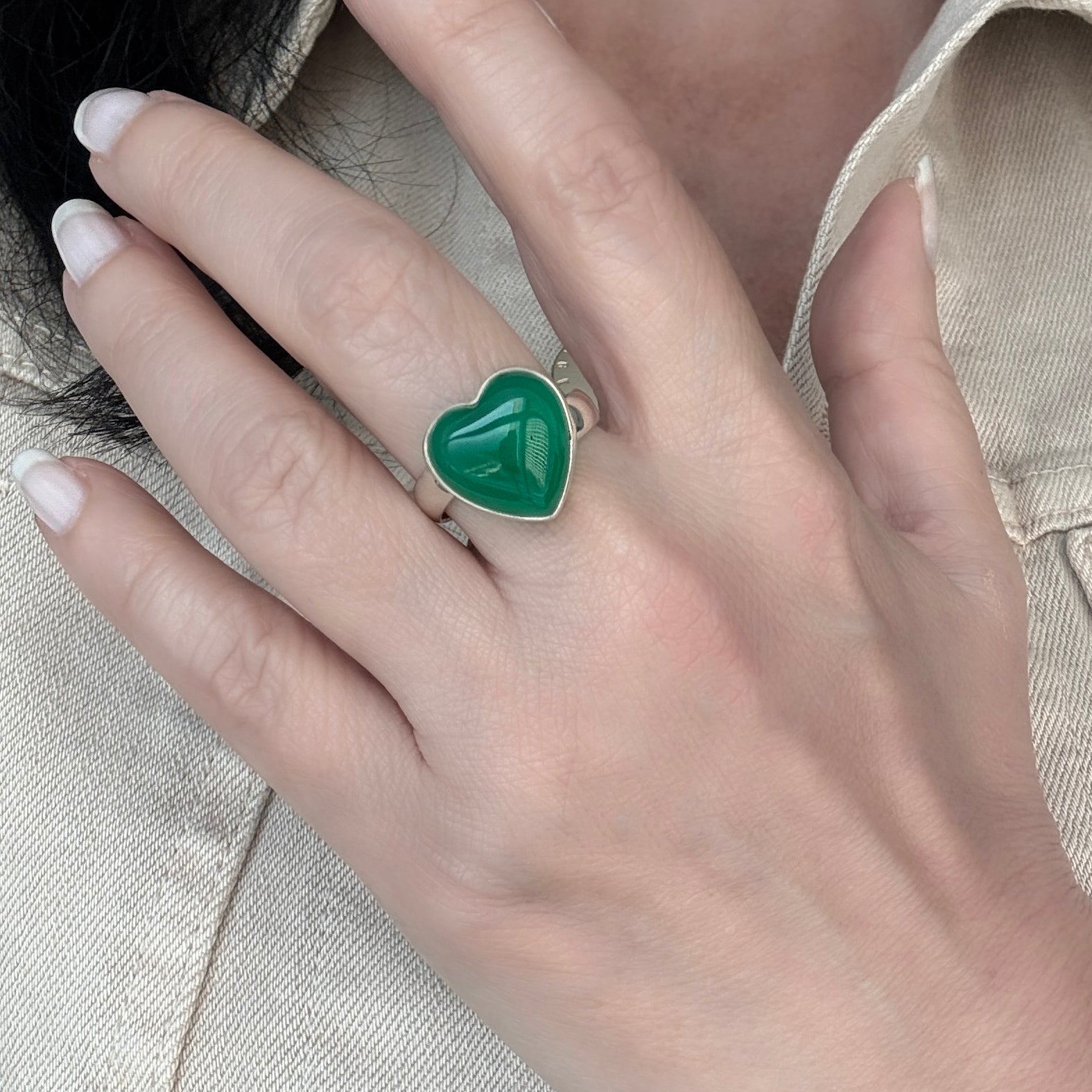 Lucky Jade Heart Ring