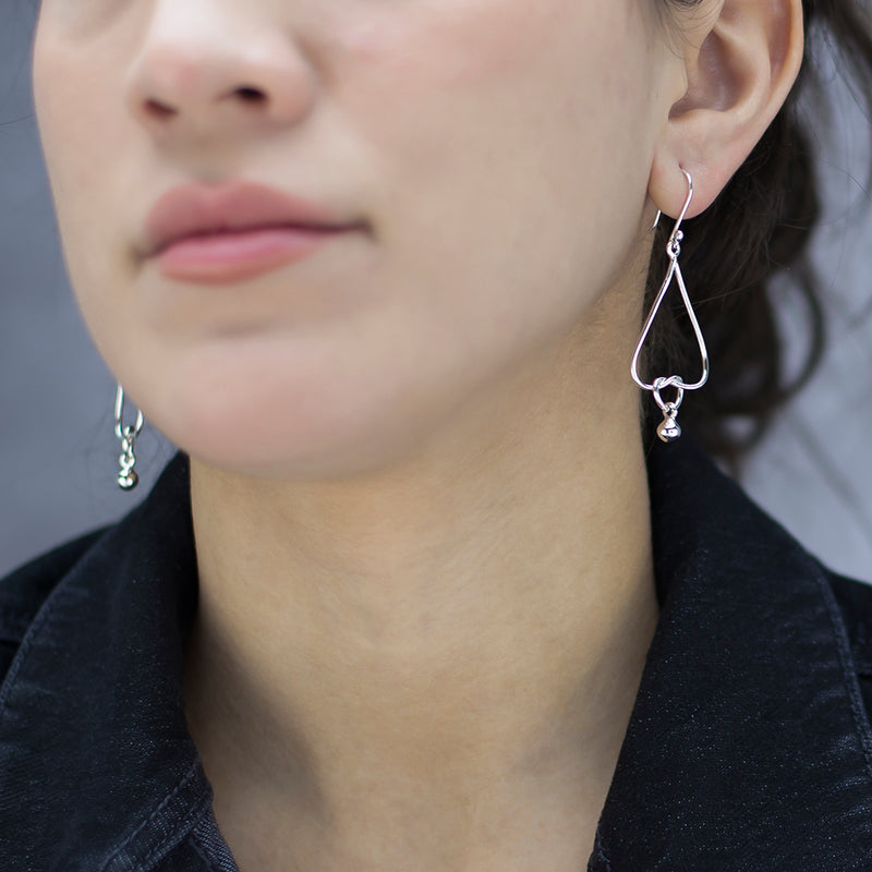 large sterling silver knot dangle earrings