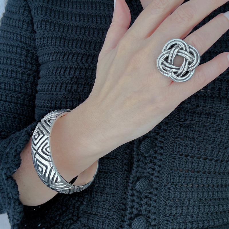 eternal knot Mexican silver ring