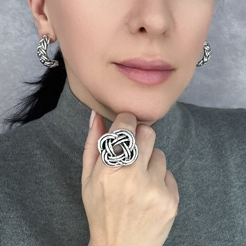 eternal knot Mexican silver ring