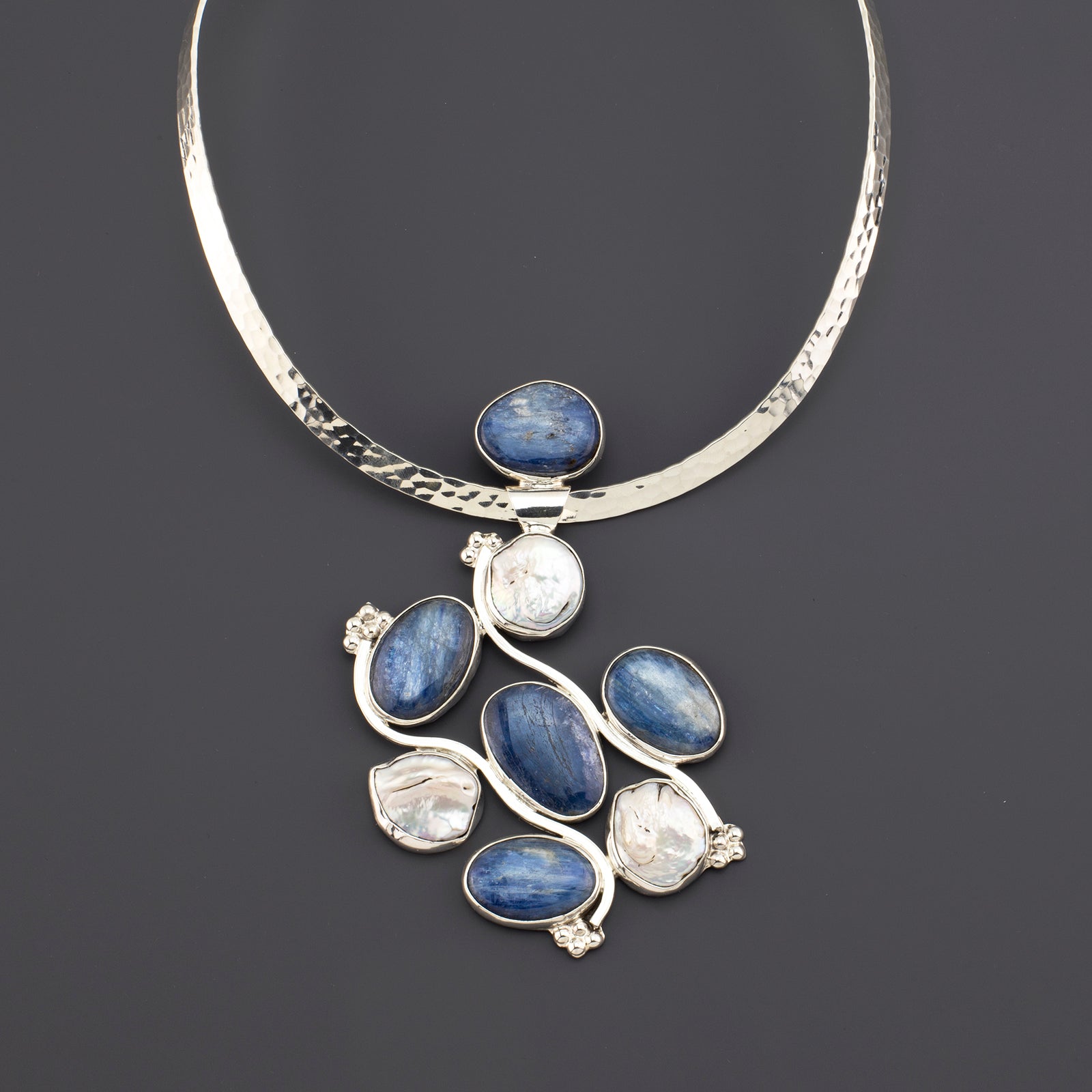 Large Kyanite and Pearl Pendant