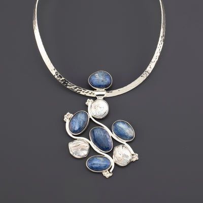 Large Kyanite and Pearl Pendant