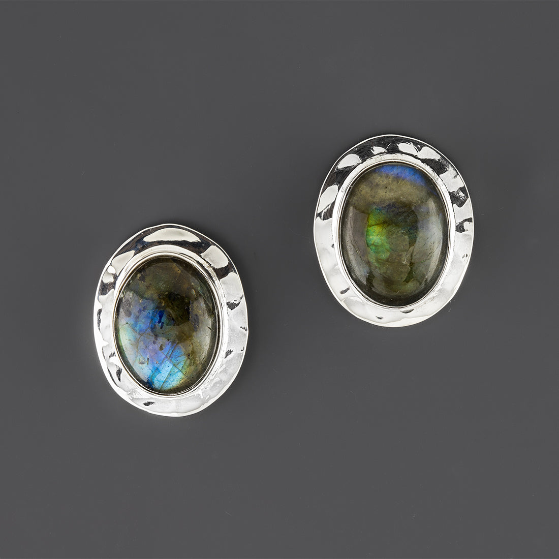 labradorite oval stud earrings