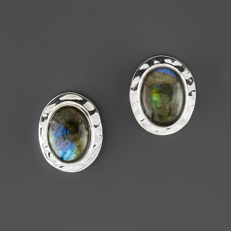 labradorite oval stud earrings