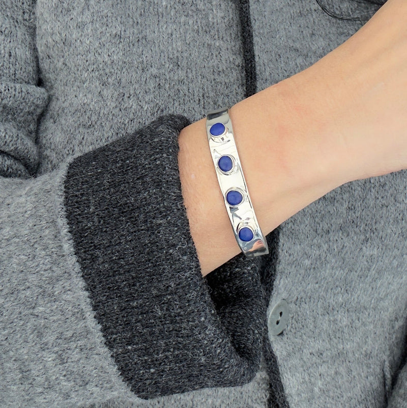 sterling silver lapis lazuli cuff bracelet