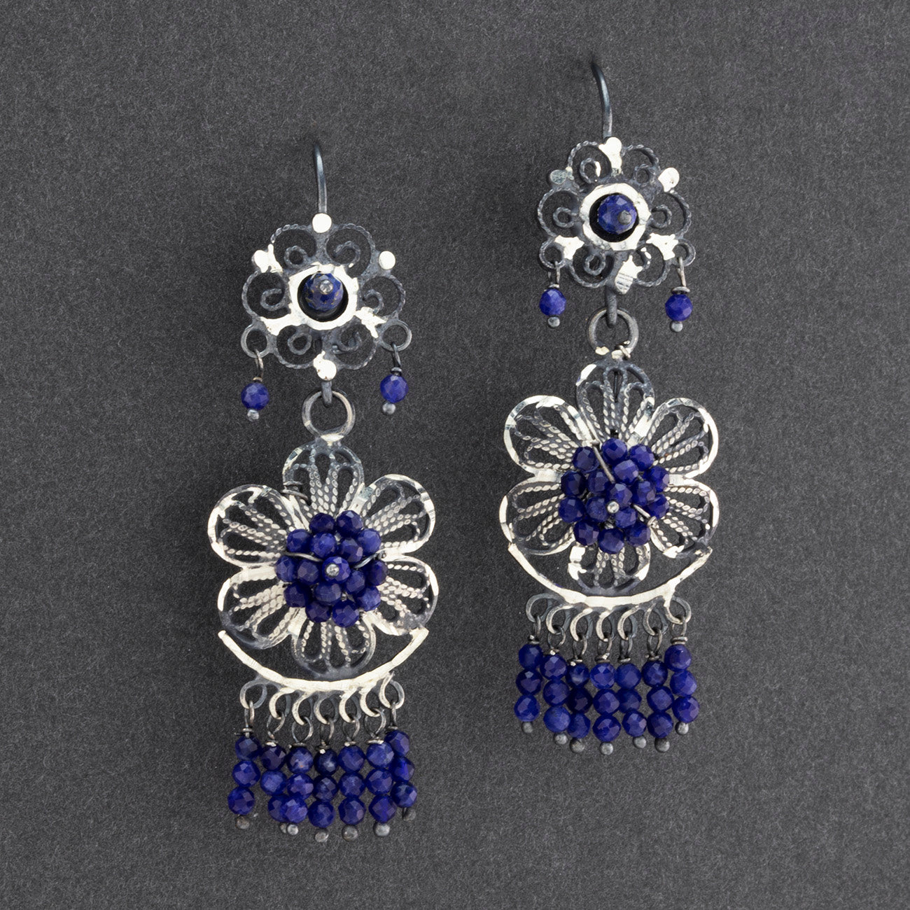Midnight Bloom Filigree Earrings